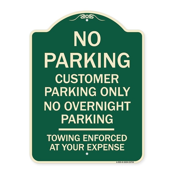 Signmission No Parking Customer Parking Only No Overnight Parking Towing Enforced at Your Expense, G-1824-23754 A-DES-G-1824-23754 - main